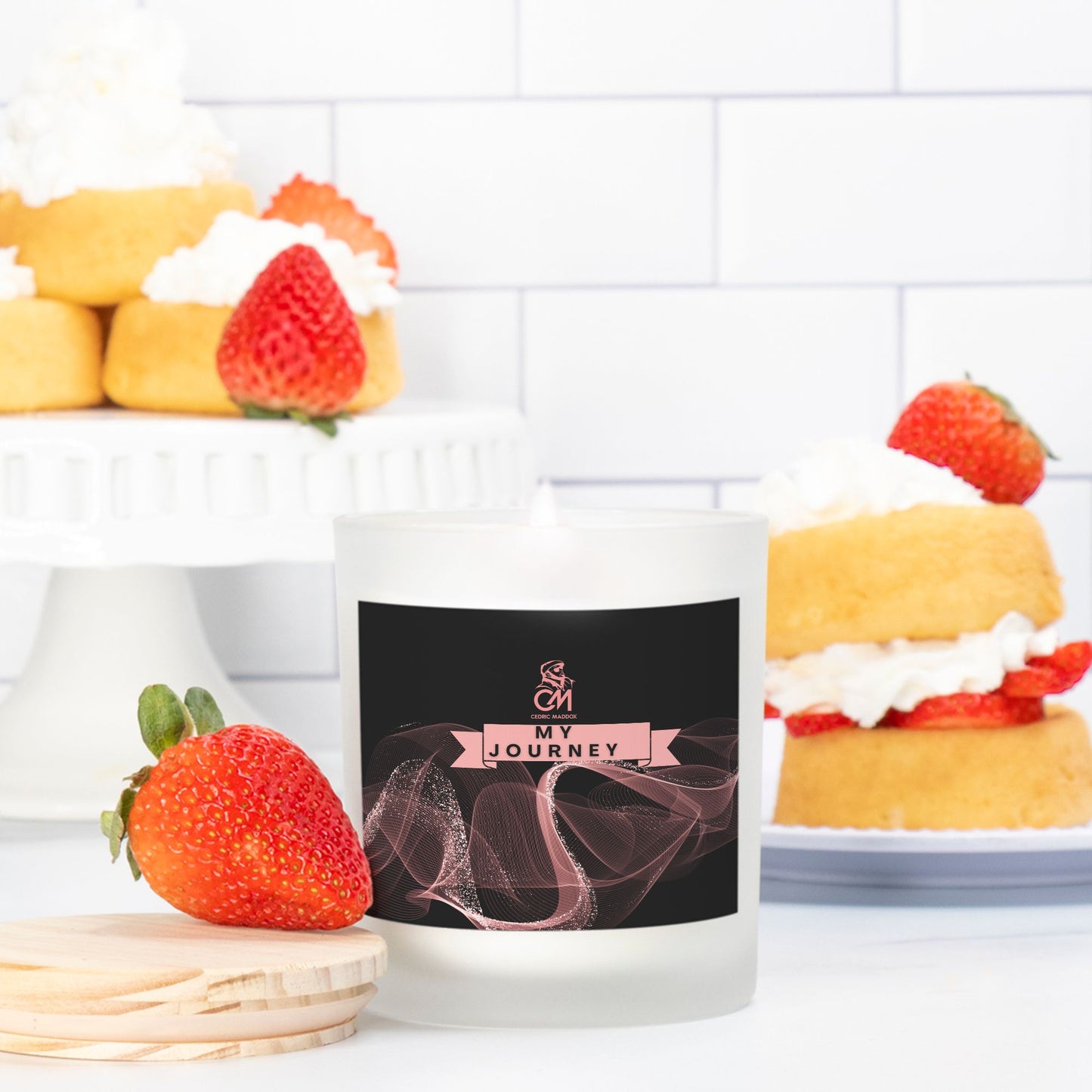 My Journey Candle, (Rose Gold Label) (Pink Wick) Frosted Glass (Hand Poured 11 oz)