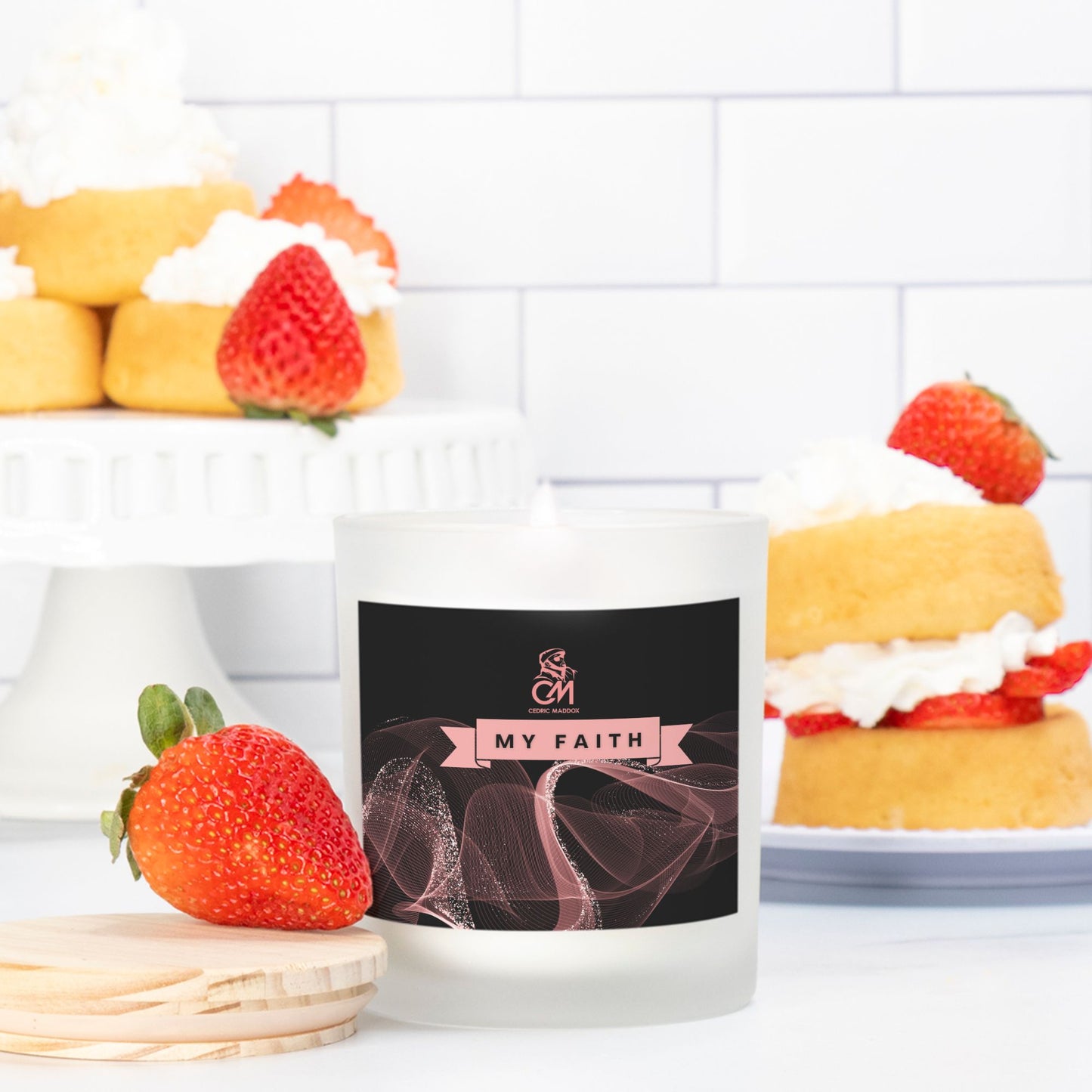 My Faith Candle Frosted (Pink Wick) Glass (11oz)