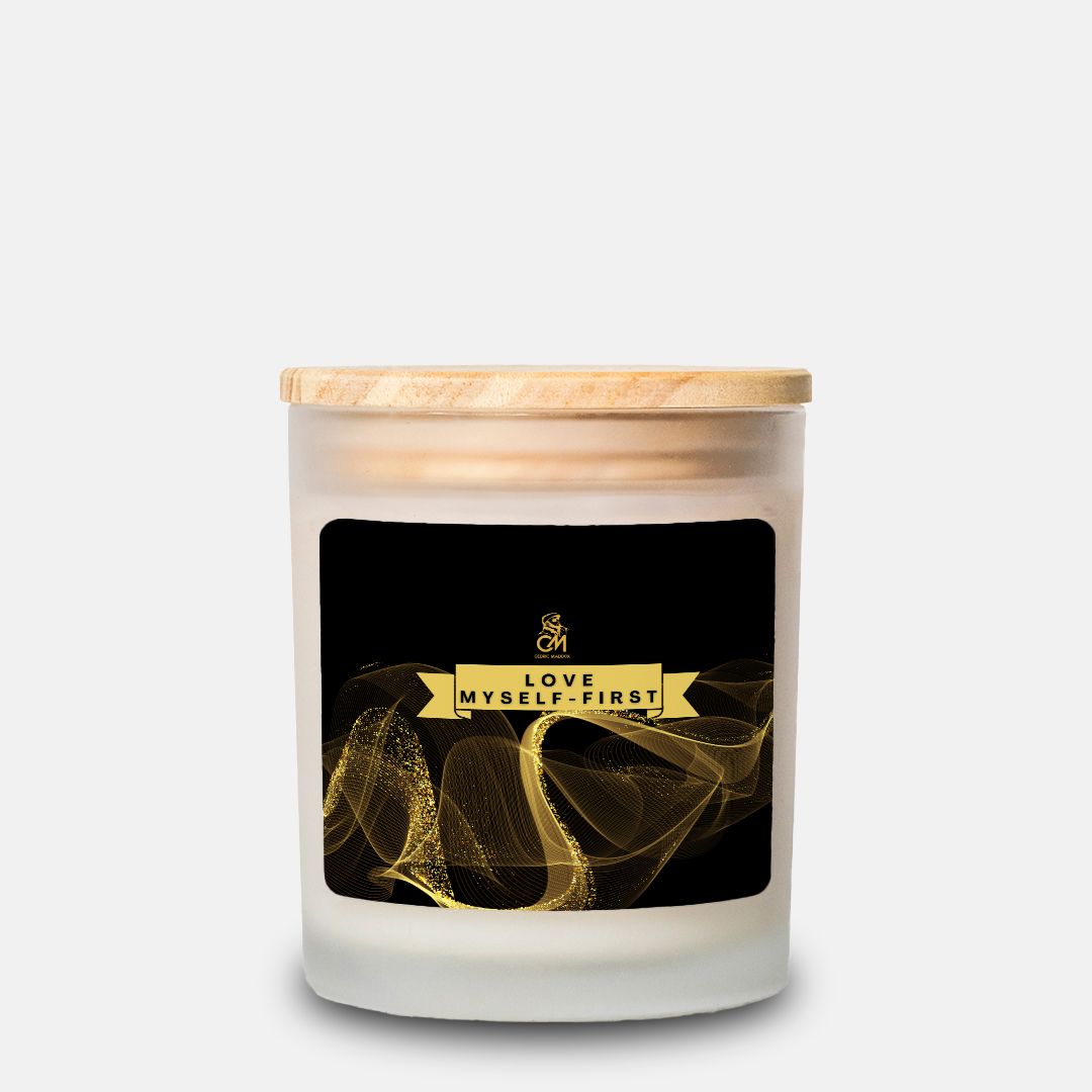 Love Myself First Candle (Gold Label) Frosted Glass (Hand Poured 11 oz)