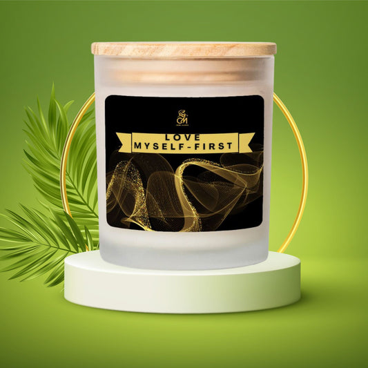 Love Myself First Candle Frosted Glass (Hand Poured 11 oz)