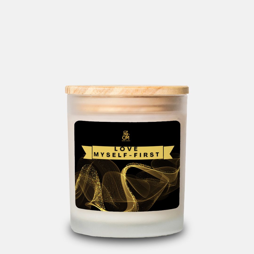 Love Myself First Candle Frosted Glass (Hand Poured 11 oz)